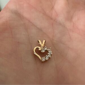 10k Solid Gold CZ Heart Pendant